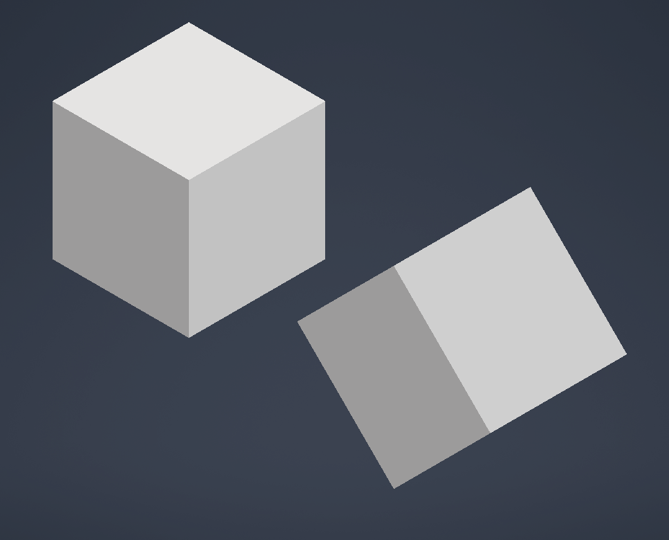 Two cubes offset by 20 mm and rotated