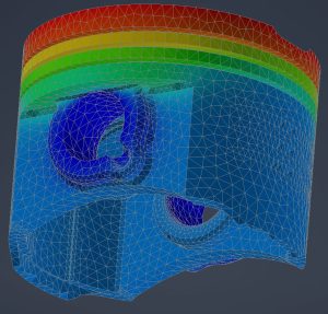 Thermal analysis of optimized piston CAD design.